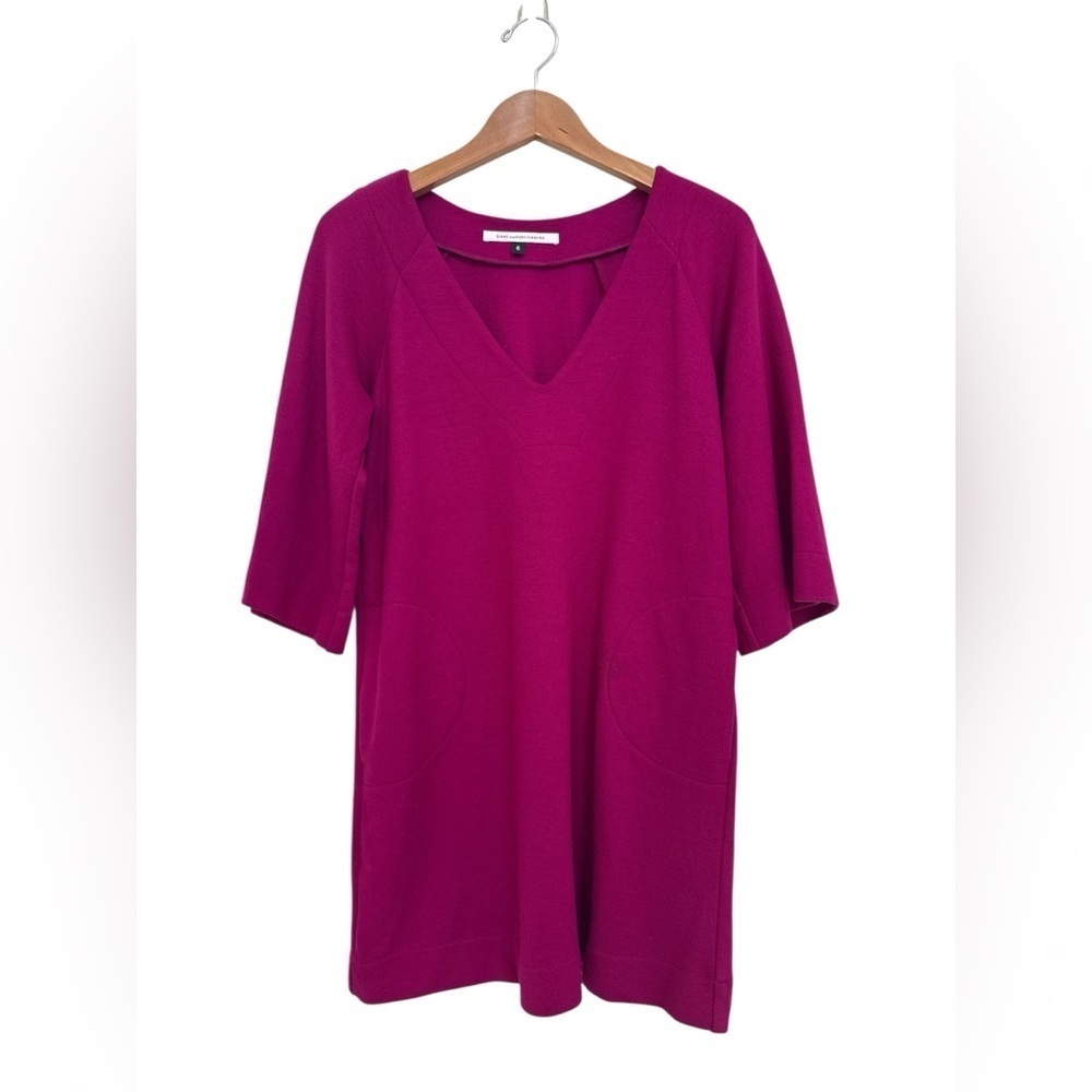Diane Von Furstenberg DVF Magenta Wool Dress Size 6